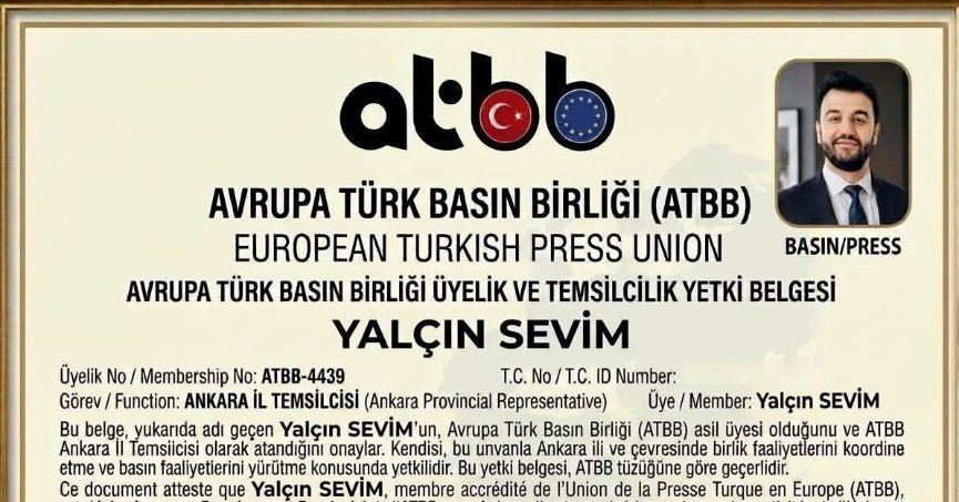 EĞİTİMCİ YAZAR,GAZETECİ YALÇIN SEVİM’E ATBB’DE YENİ GÖREV