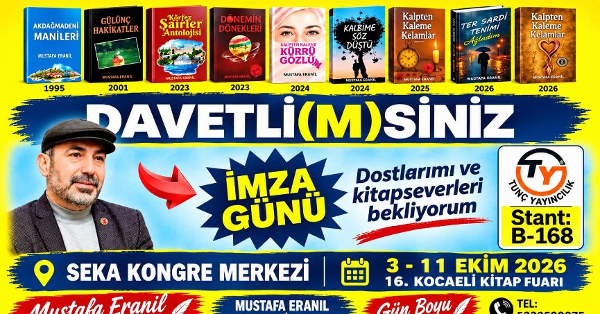 Gazeteci ve Yazar Mustafa Eranıl’dan Kocaeli Halkına Kitap Fuarı Daveti
